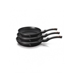Set 3 tigai Black Rose Berlinger Haus BH 6158F, marmorate, antiaderente, negre