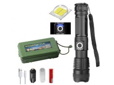 Lanterna tactica LED, 5 moduri de iluminare, pentru vanatoare, camping, rezistenta la apa, negru