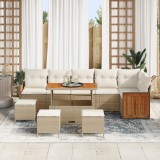 Set canapea grădină vidaXL cu perne bej din ratan poli, Canapea grădină vidaXL 2 locuri cu perne bej din ratan poli, Set dining grădină vidaXL cu 4 pi