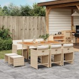 vidaXL Set mobilier de grădină cu perne, 11 piese, bej, poliratan 3211156