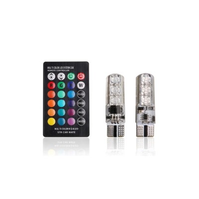 Leduri t10 w5w RGB multicolore cu telecomanda foto