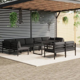 VidaXL Set mobilier relaxare grădină 10 piese perne aluminiu antracit