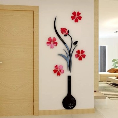 Sticker Acril Decor, Acril Lucios, Vaza cu Flori, Big size foto