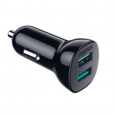 Incarcator auto Choetech, QC 3.0, 2 x USB-A, 30 W, Negru foto