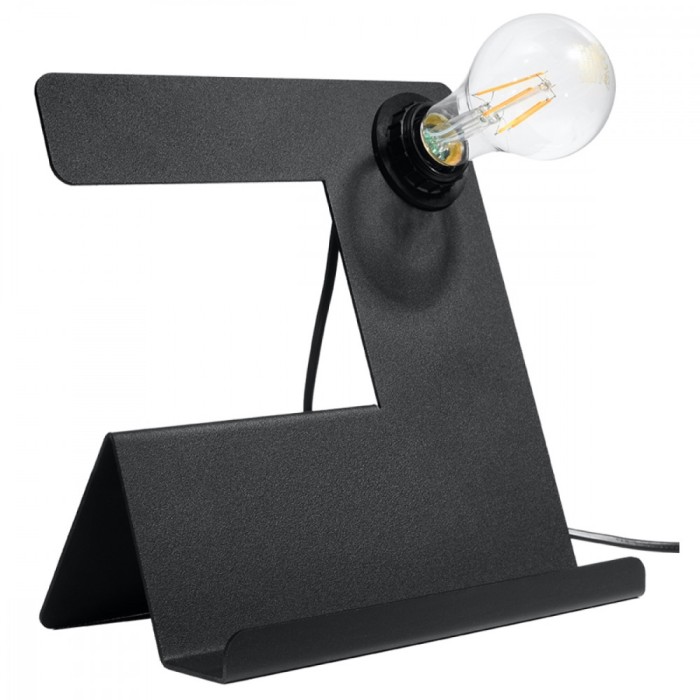 Lampă De Birou Incline Negru Oțel 1 Bec Neregulat Industrial De Interior.