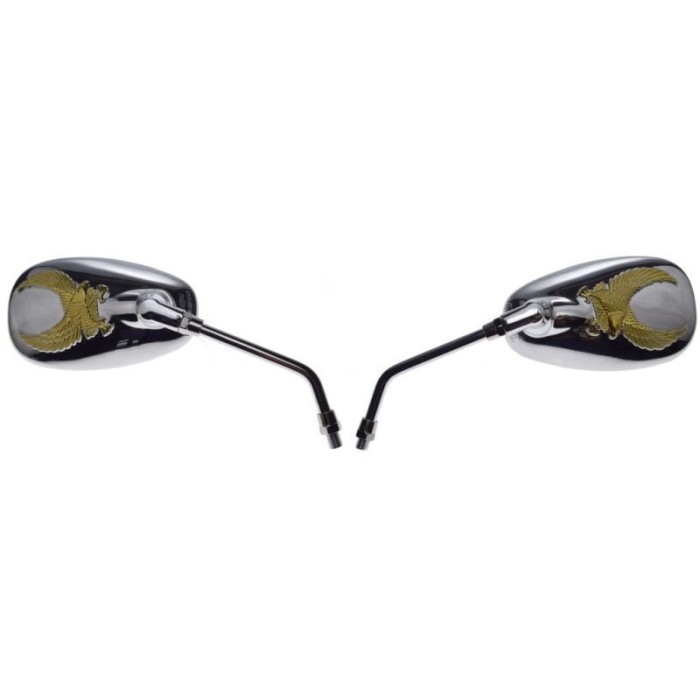 Set oglinzi M10x1.2, MP203, culoare crom, model vultur auriu Cod Produs: MX_NEW LU0071