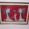 Sami Briss (n.1930 Iasi),&quot;Prietenie&quot;, cromolitografie, tablou autentic, 70x55cm