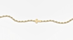 Bratara din aur galben de 14K model cruciulita cu lant