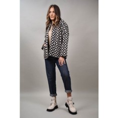 JACHETA TIP SACOU CU BUZUNARE APLICATE MATLASATA SUBTIRE ALLUMIERE TALIE UNICA Negru