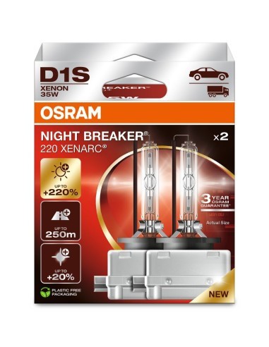 Set 2 Becuri Auto Xenon D1S OSRAM NIGHT BREAKER LASER Next Generation, +220%, 85V, 35W