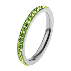 Inel argintiu din oțel chirurgical, zirconii strălucitoare de culoare verde-deschis - Marime inel: 49