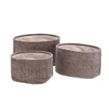 Cumpara ieftin Set 3 cosuri depozitare textil maro 26 x 20,5 x 15,5 cm, 30 x 22,5 x 17,5 cm, 33 x 25 x 18,5 cm