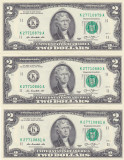 3 BANCNOTE;2 Dollars 2013 Statele Unite ale Americii / SUA /SERIE CONSECUTIVA