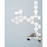 Cumpara ieftin Set Oglinzi din PVC Design Hexagon Silver M Size - Oglinzi Decorative Acrilice Luxury Home 12 bucati/set