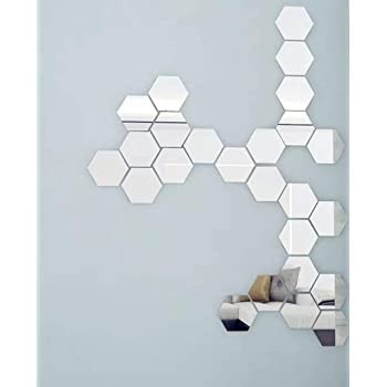 Set Oglinzi din PVC Design Hexagon Silver M Size - Oglinzi Decorative Acrilice Luxury Home 12 bucati/set foto