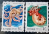 Coreea 1999 fauna marina moluște , calamar caracatița fauna serie 2v nestampilata, Korea 1999