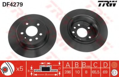 Disc frana SAAB 9-5 Combi (YS3E) (1998 - 2009) TRW DF4279 foto