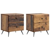 vidaXL Dulap de noapte cu sertar 2 pcs Lemn vechi 43 x 34,5 x 47,5 cm 895462