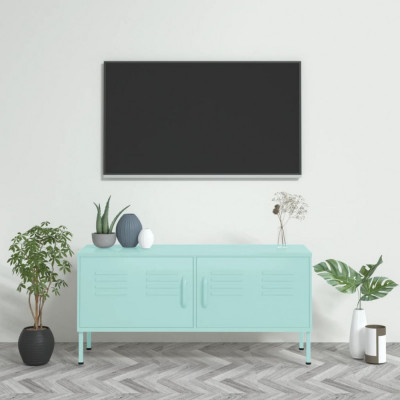 vidaXL Comodă TV, verde mentă, 105x35x50 cm, oțel foto