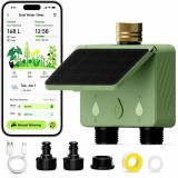 Cumpara ieftin Programator WiFi Irigare cu Panou Solar, 2 Iesiri, Control Aplicatie, Rain Delay, Alexa/Google Assistant, Rezistent Apa, Verde/Negru