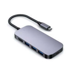 Adaptor Hub Multifunctional 8 In 1 Techstar? ZFZ053CT, HDMI 4K/2K, USB-C, 1 X USB 3.0, 2 X USB 2.0, AUX Port 3.5 Mm, Cititor De Carduri SD/TF, PD Port foto