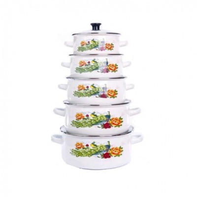 Set 10 piese Cratite Emailate cu capace Alb Switzner SW-128 DNC58946 foto