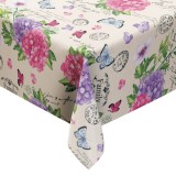 Față de masă din vinil cu model hortensii, 180x140 cm, bej, CMCLASS