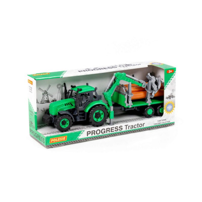 Tractor cu remorca lemne &amp;ndash; Progresso, 40&amp;times;11.5&amp;times;17 cm, Polesie foto