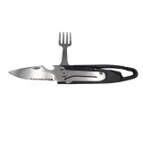 Set tacamuri pentru camping si drumetii, cutit si furculita, tip briceag, 16 cm, negru