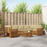 vidaXL Seturi de canapele 8 pcs Natural și Bej Lemn Solid de Acacia 3374538
