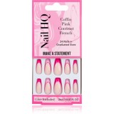 Nail HQ Coffin Pink Contrast French unghii artificiale cu lipici 24 buc
