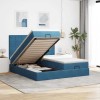 VidaXL Cadru pat otoman cu saltele Albastru &icirc;nchis 180x200cm catifea 3314625