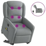 VidaXL Fotoliu electric masaj rabatabil cu ridicare, gri &icirc;nchis textil