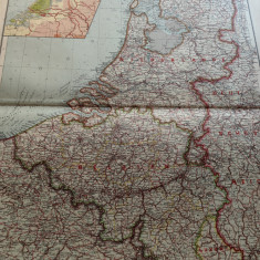 Harta veche Belgia si Olanda, 1900, mari dimensiuni, 60x45, stare perfecta