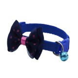 Zgarda ajustabila cu clopotel si fundita pentru caini, 27-42cm/15mm, Albastru inchis, Ropet
