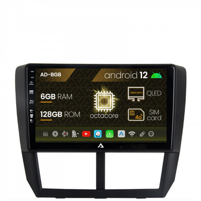 Navigatie Subaru Forester (2007-2013), Android 12, B-Octacore 6GB RAM + 128GB ROM, 9 Inch - AD-BGB9006+AD-BGRKIT333