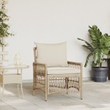 vidaXL Scaun de grădină cu perne Bej 60x70x78 cm Ratan Polimer