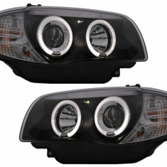 Faruri Angel Eyes compatibil cu BMW Seria 1 E81 E82 E87 E88 (2004-2011) Negru HLBME87B