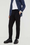 Samsoe Samsoe pantaloni barbati, culoarea negru, mulata