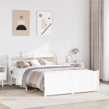 VidaXL Cadru de pat cu tăblie, alb, 150x200 cm lemn masiv pin 3306765