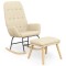 Scaun balansoar cu taburet, crem, material textil