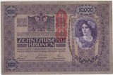 AUSTRIA UNGARIA 10000 COROANE KRONEN 1918 SUPRATIPAR DEUTSCHEOSTEREICH Vertical VF