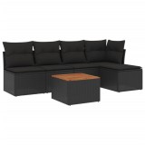 Cumpara ieftin Set mobilier de gradina cu perne, 6 piese, negru, poliratan