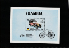 Gambia 1986-Transporturi,Auto,Centenar Karl Benz Germania,colita,MNH,Mi.Bl.24 foto