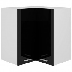 vidaXL Dulap suspendat de colț, negru extralucios, 57x57x60 cm, PAL