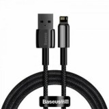 Cablu alimentare si date Baseus Tungsten Gold, Fast Charging Data Cable pt. smartphone,USB la Lightning 2.4A,braided, 1m,rezistent zgarieturi,negru