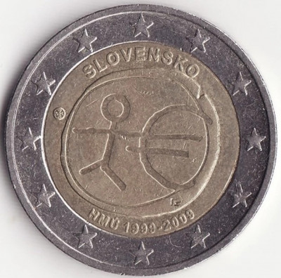 Moneda Slovacia - 2 Euro 2009 - Uniunea Economica si Monetara foto