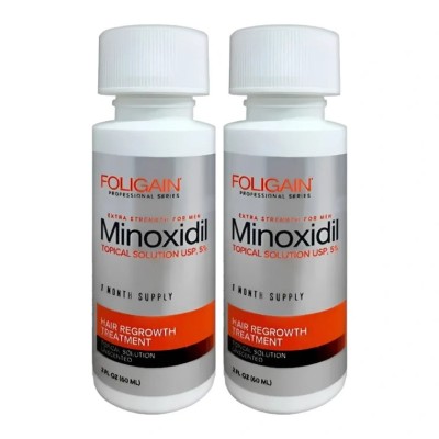 Solutie Foligain Minoxidil 5% tratament pentru cresterea parului si barbii, 2 flacoane + o pipeta foto