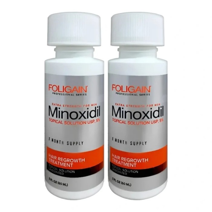 Solutie Foligain Minoxidil 5% tratament pentru cresterea parului si barbii, 2 flacoane + o pipeta