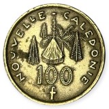 NOUA CALEDONIE 100 FRANCI CFP 2008 , KM 15a [2] VF, Australia si Oceania, Bronz-Aluminiu